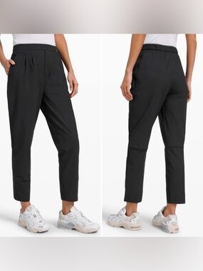 Lululemon Essential High-Rise Pleated Trouser Womens 12 Black Warpstreme stretch